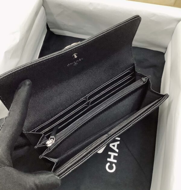 CHANEL BOY LONG FLAP BLACK SILVER WALLET A80286 - Image 2