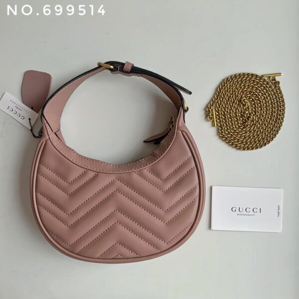 GUCCI MARMONT HALF MOON SHAPED MINI BAG ROSE 21CM - Image 6