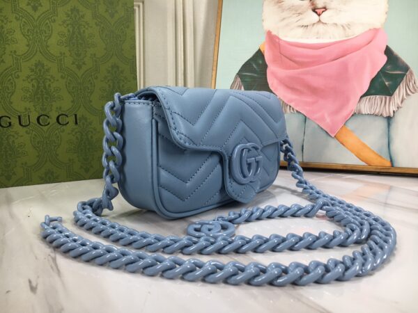 GUCCI WOMEN'S NATURAL GG MARMONT LEATHER BAG BLACK 16.5CM 699757 UM8KV 4928 - Image 5