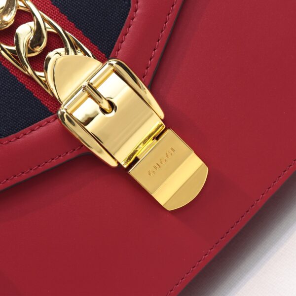 GUCCI LADIES SYLVIE LEATHER MINI BAG IN RED 20CM - Image 9