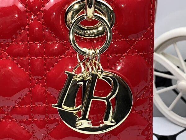 DIOR MEDIUM LADY BLUSH CANNAGE BAG RED 20CM - Image 2