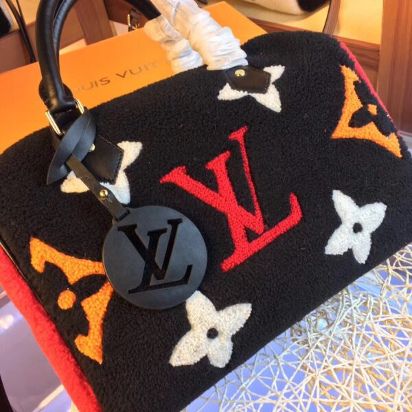 LOUIS VUITTON MONOGRAM TEDDY SPEEDY BANDOULIERE BLACK 30CM - Image 10