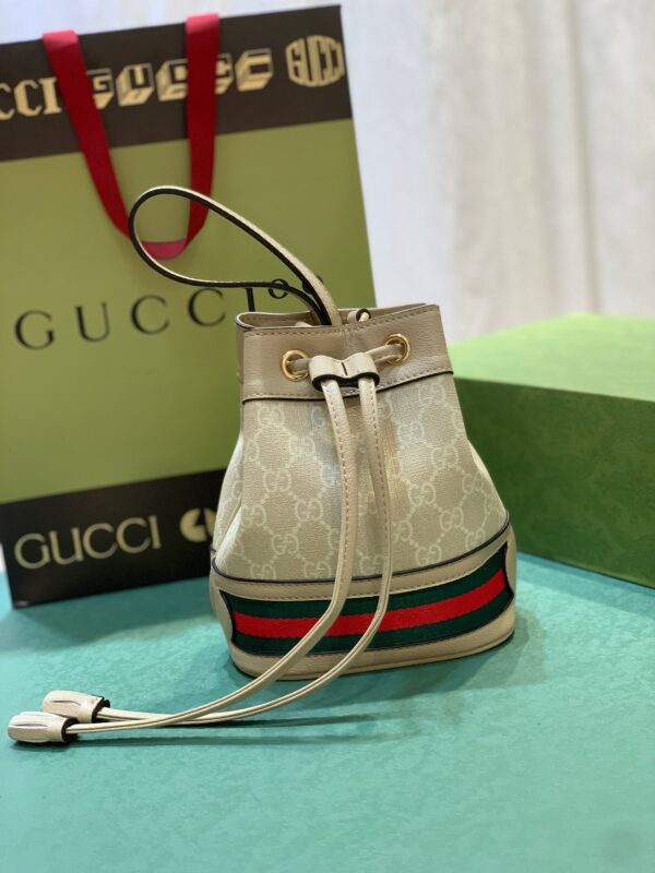 GUCCI OPHIDIA GG MINI BUCKET BAG WHITE 18CM 550620 UULEG 9682 - Image 8