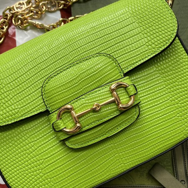 GUCCI HORSEBIT 1955 LIZARD MINI BAG PASTEL GREEN 20.5CM 675801 LUZ0G 3533 - Image 5