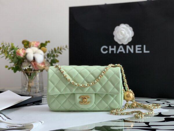 CHANEL QUILTED MINI CC RECTANGULAR FLAP BAG 20CM GREEN - Image 3