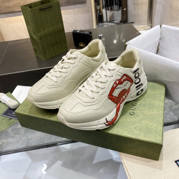 GUCCI WOMEN'S RHYTON SNEAKER WITH MOUTH PRINT 552089 A9L00 9522 - Image 5