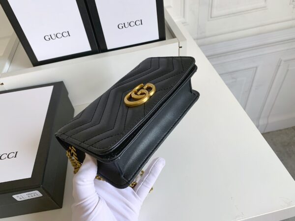 GUCCI WOMEN'S GG MARMONT MINI BAG BLACK 18CM  488426 DSVRT 1000 - Image 6