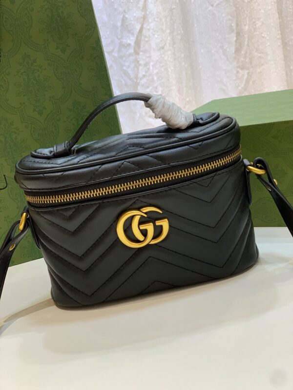 GUCCI GG MARMONT MINI TOP HANDLE BAG BLACK 19CM 699515 DTDHT 1000 - Image 6