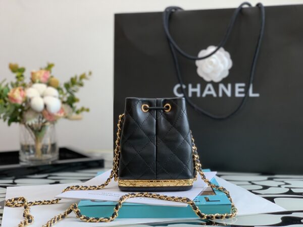 CHANEL SMALL BUCKET WITH CHAIN BLACK NECKLACE AP2750 - Image 3