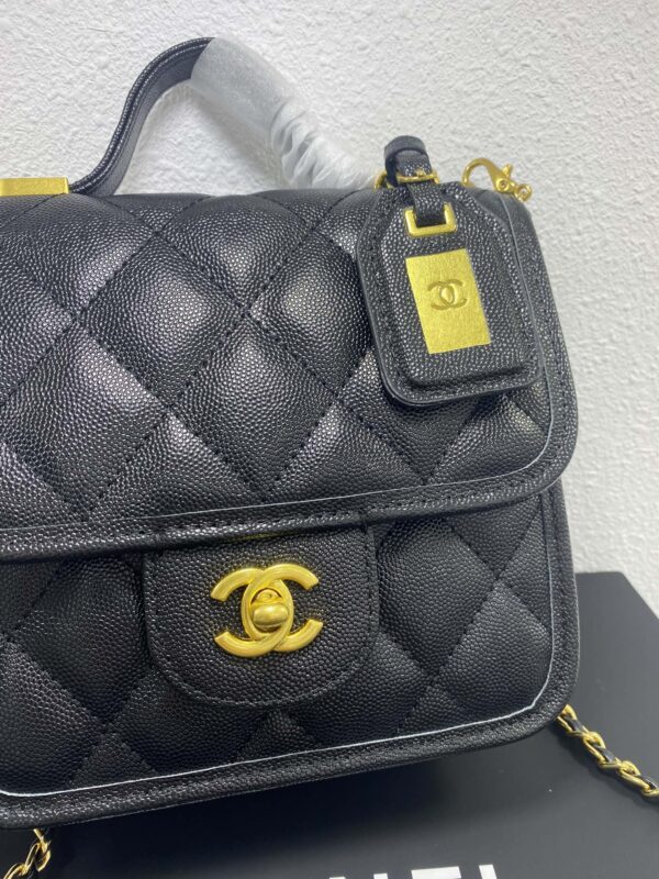 CHANEL SMALL TOP HANDLE FLAP BAG BLACK AS3652 B09173 94305 - Image 5