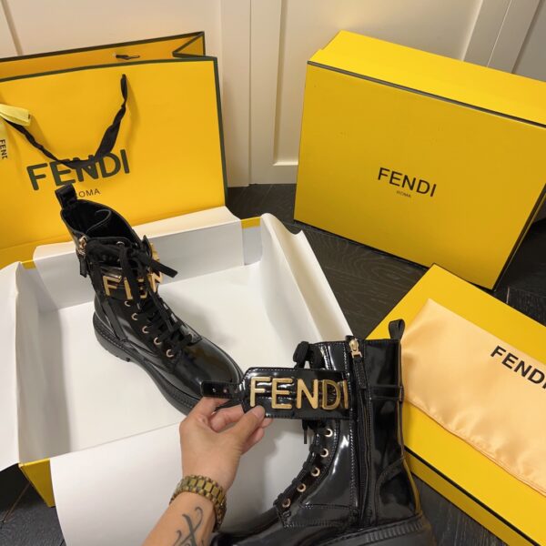 FENDI WOMEN'S BLACK LEATHER ANKLE BOOTS BLACK - Image 6