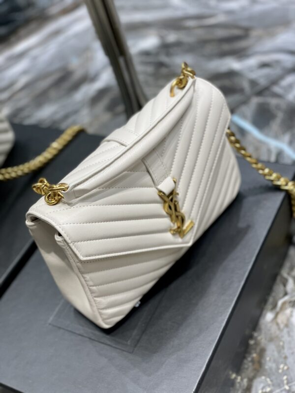 SAINT LAURENT COLLEGE MEDIUM CHAIN BAG IN QUILTED LEATHER WHITE 24CM 600279BRM079207 - Image 6