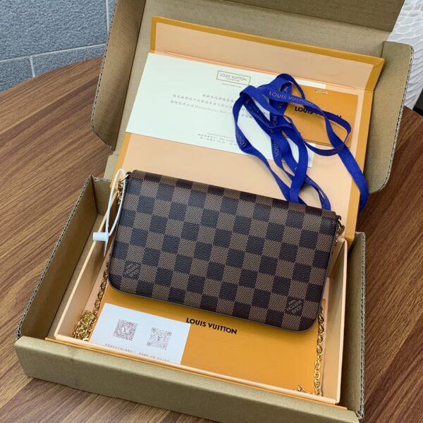 LOUIS VUITTON FÉLICIE POCHETTE DAMIER AZUR 21cm N63032 - Image 5