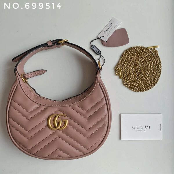 GUCCI MARMONT HALF MOON SHAPED MINI BAG ROSE 21CM - Image 7