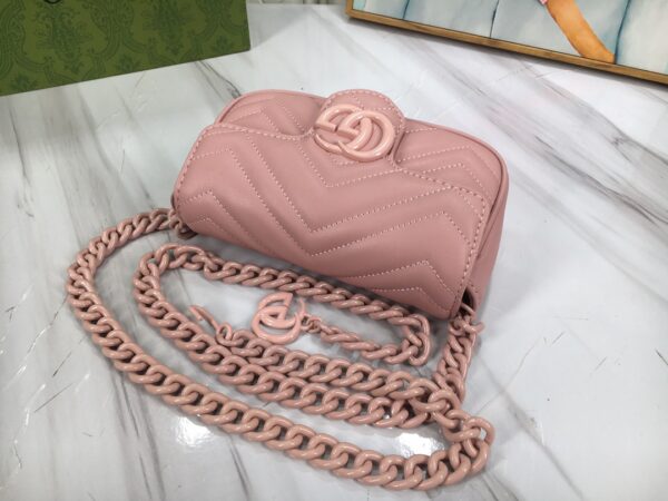 GUCCI WOMEN'S NATURAL GG MARMONT LEATHER BAG LIGHT PINK 16.5CM 699757 UM8KV 5909 - Image 7
