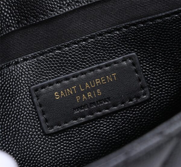 SAINT LAURENT ENVELOPE SMALL BAG IN MIX MATELASSÉ GRAIN DE POUDRE EMBOSSED BLACK GOLD 21CM 600195BOW911000 - Image 7