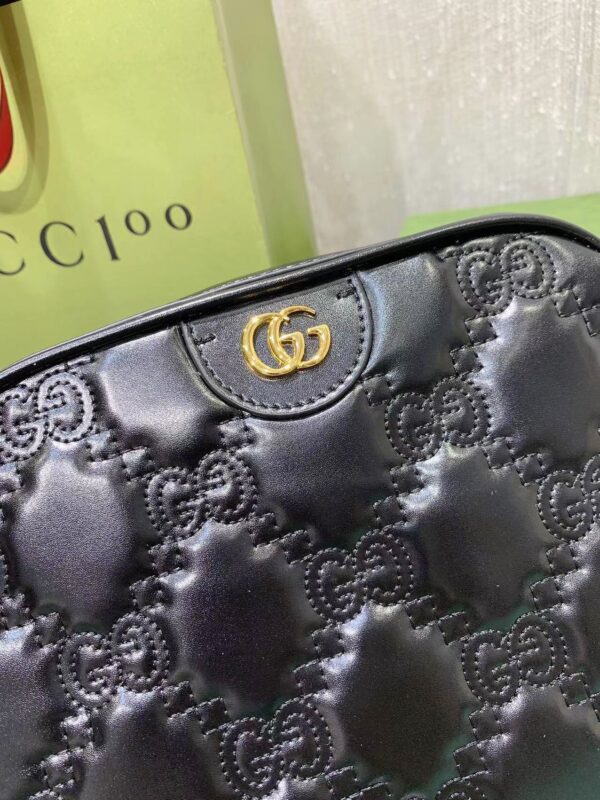 GUCCI GG MATELASSE LEATHER SMALL BAG BLACK 702234 UM8HG 1046 - Image 3