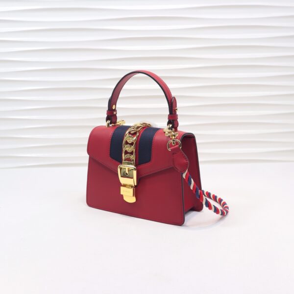 GUCCI LADIES SYLVIE LEATHER MINI BAG IN RED 20CM - Image 8