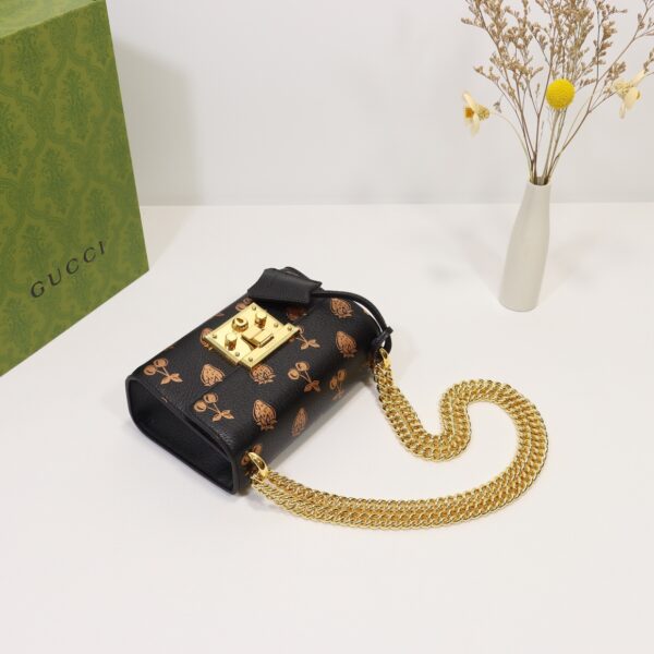 GUCCI PADLOCK SMALL BERRY SHOULDER BLACK LEATHER 20CM 409487 1T5ZG 1170 - Image 7