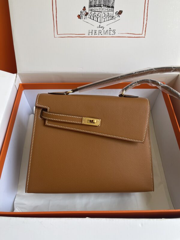 HERMES KELLY SELLIER EN DESORDRE EPSOM GOLD-TONED HARDWARE BROWN 25CM - Image 8