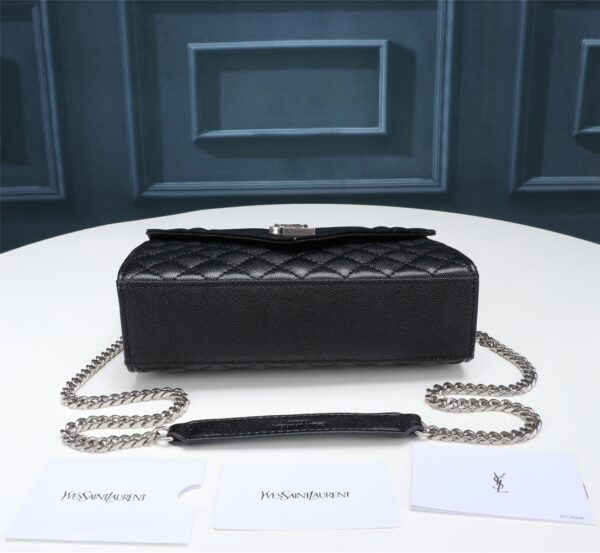 SAINT LAURENT ENVELOPE SMALL BAG IN MIX MATELASSÉ GRAIN DE POUDRE EMBOSSED BLACK SILVER 600195BOW921000 - Image 6