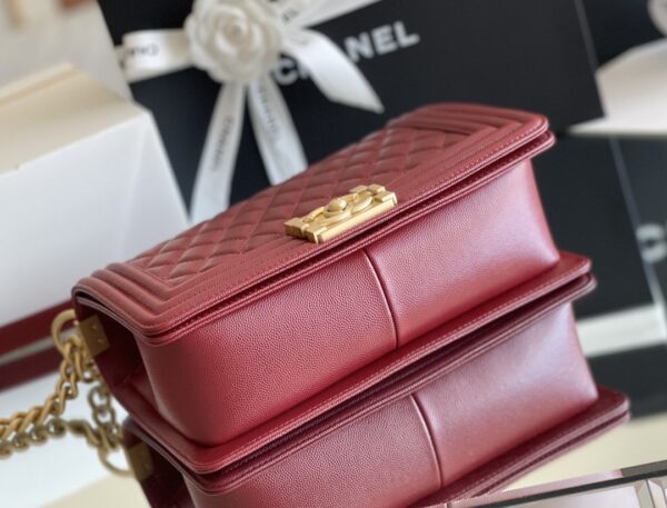 CHANEL MEDIUM BOY CAVIAR HANDBAGS RED 25CM - Image 7