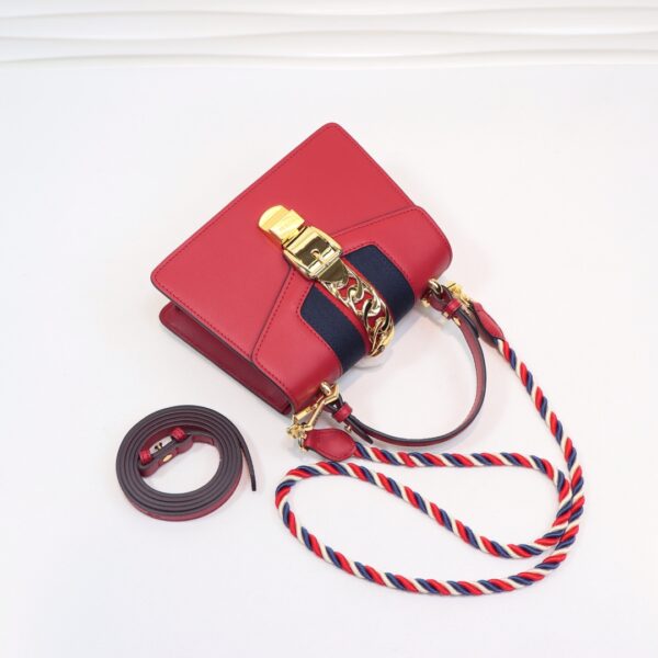GUCCI LADIES SYLVIE LEATHER MINI BAG IN RED 20CM - Image 7