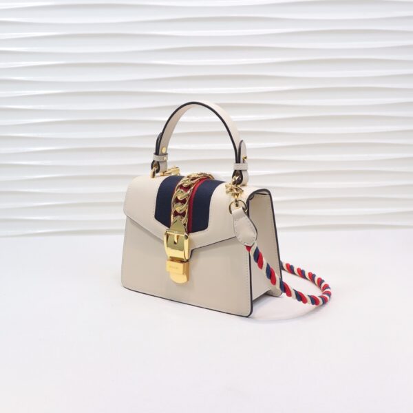 GUCCI LADIES SYLVIE LEATHER MINI BAG IN WHITE 20CM - Image 8