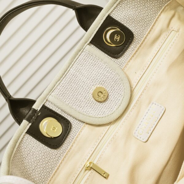 CHANEL DEAUVILLE SHOPPING TOTE BAG GREY 37CM - Image 6
