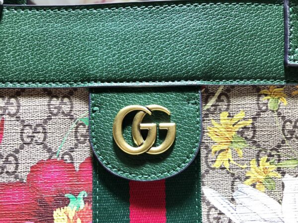 GUCCI OPHIDIA GG FLORA MEDIUM TOTE GREEN 44CM - Image 3