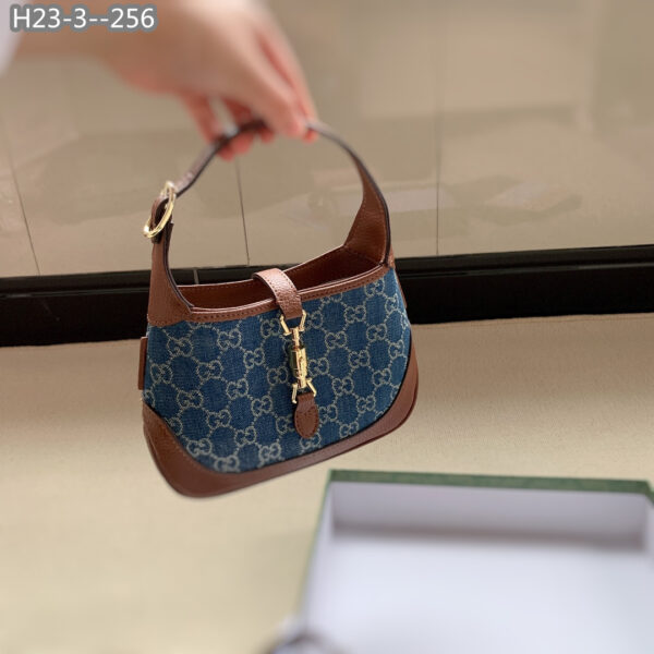 GUCCI JACKIE 1961 SHOULDER BAG DARK BLUE AND IVORY ECO 19CM 636706 2KQGG 8375 - Image 2