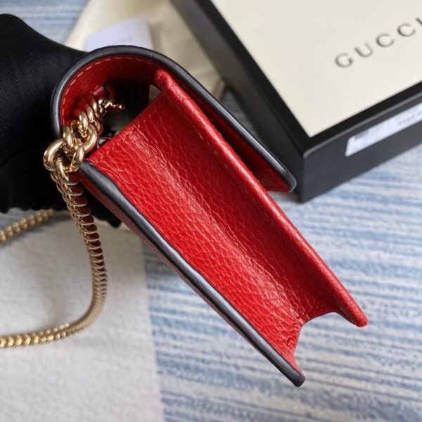 GUCCI PEBBLED RED LEATHER INTERLOCKING G WALLET ON CHAIN CLUTCH BAG 20CM - Image 6