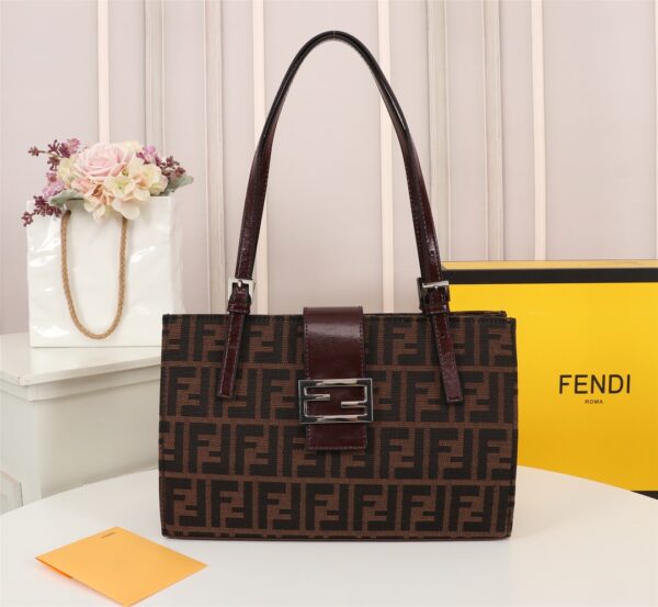 FENDI 1990S ZUCCA BORSA FF BROWN TOTE MARRONE 30CM - Image 6