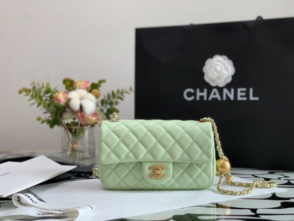 CHANEL QUILTED MINI CC RECTANGULAR FLAP BAG 20CM GREEN - Image 2