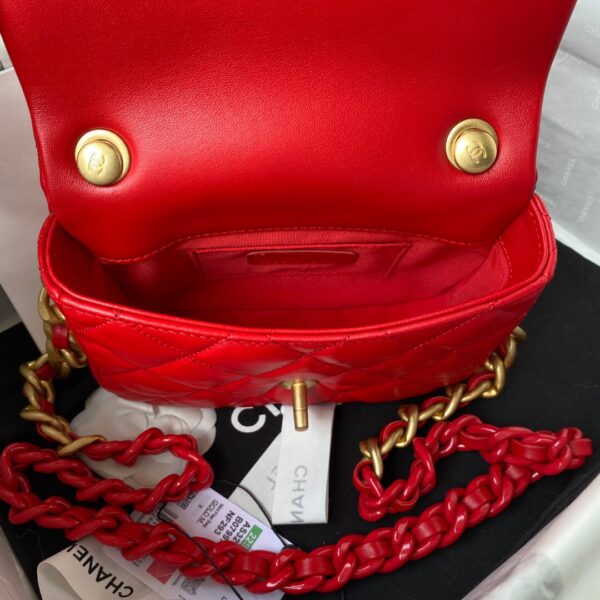 CHANEL MINI FLAP BAG RED AS3205 - Image 4
