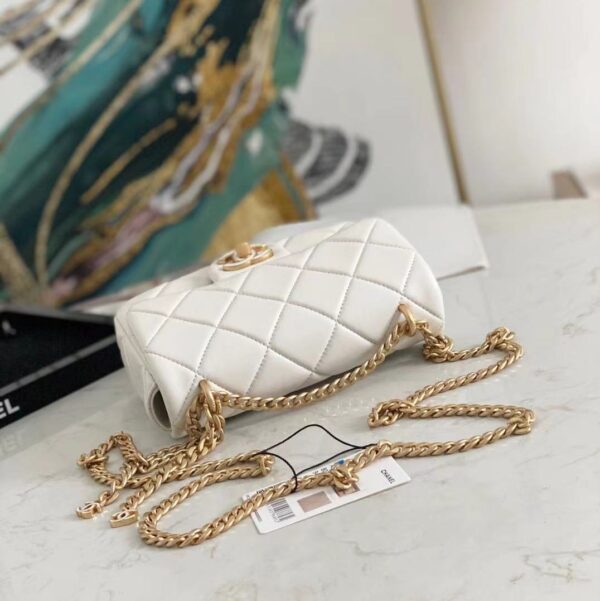 CHANEL MINI FLAP BAG WHITE AS3113 - Image 5