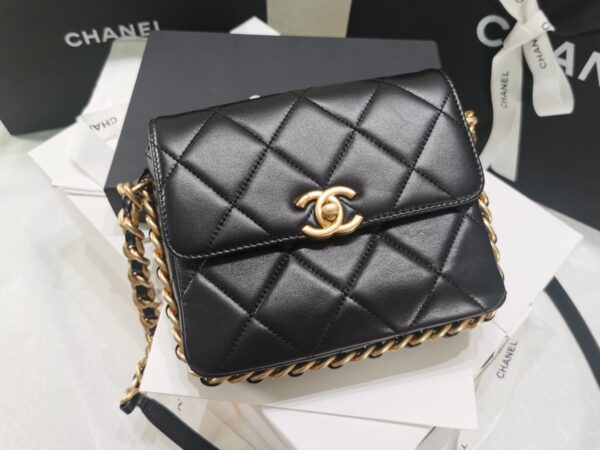 CHANEL MINI FLAP GOLD MENTAL BAG 17CM - Image 2