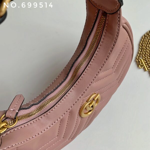 GUCCI MARMONT HALF MOON SHAPED MINI BAG ROSE 21CM - Image 4
