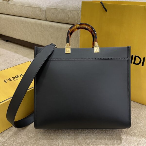 FENDI SUNSHINE MEDIUM BLACK LEATHER SHOPPER 35CM 8BH386ABVLF0KUR - Image 8