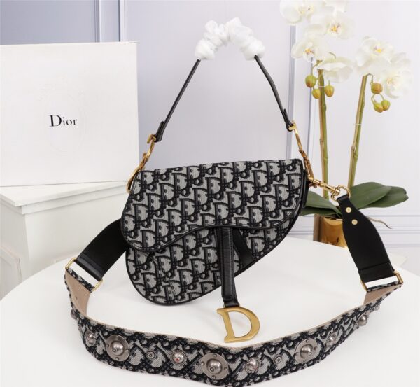 DIOR SADDLE BAGGRAY OBLIQUE EMBROIDERY BLACK - Image 7