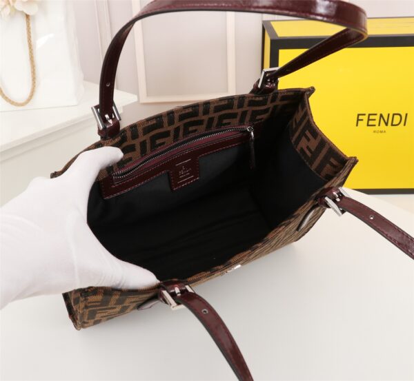 FENDI 1990S ZUCCA BORSA FF BROWN TOTE MARRONE 30CM - Image 8