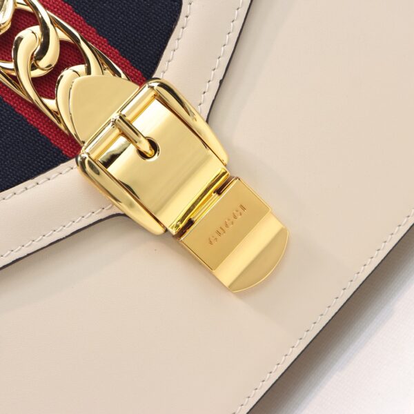 GUCCI LADIES SYLVIE LEATHER MINI BAG IN WHITE 20CM - Image 7