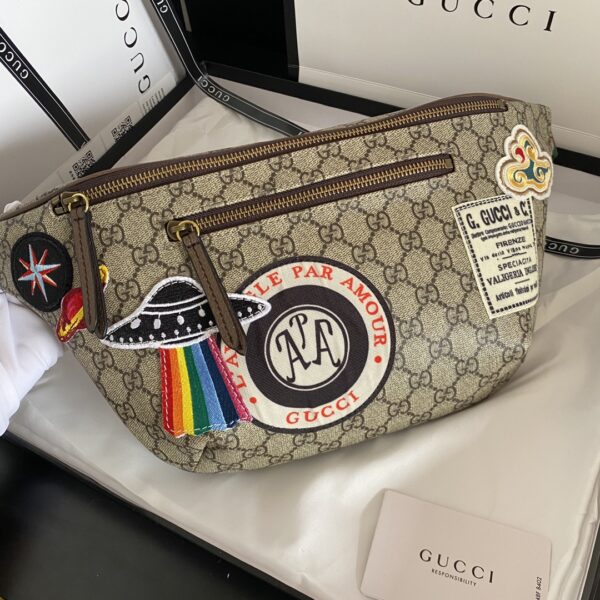 GUCCI COURRIER WAIST BAG GG SUPREME BEIGE EBONY 28CM - Image 7