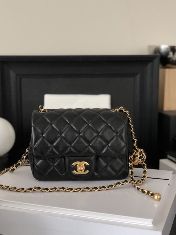 CHANEL FLAP GOLD TONE BLACK 17CM - Image 8