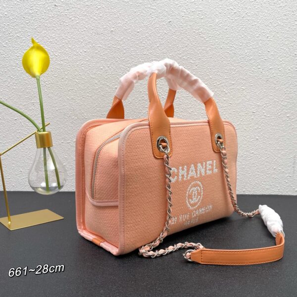 CHANEL DEAUVILLE 2WAY ELEGANT LIGHT ORANGE 28CM A92749 - Image 6