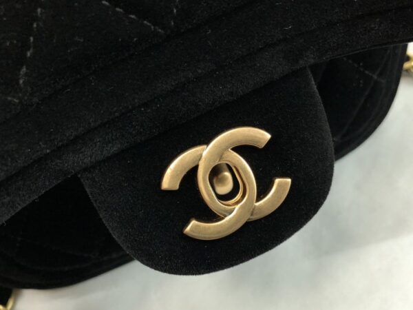 CHANEL VELVET MINI FLAP BAG BLACK 18CM - Image 5