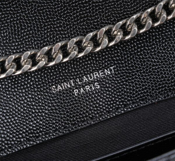 SAINT LAURENT ENVELOPE SMALL BAG IN MIX MATELASSÉ GRAIN DE POUDRE EMBOSSED BLACK SILVER 600195BOW921000 - Image 5