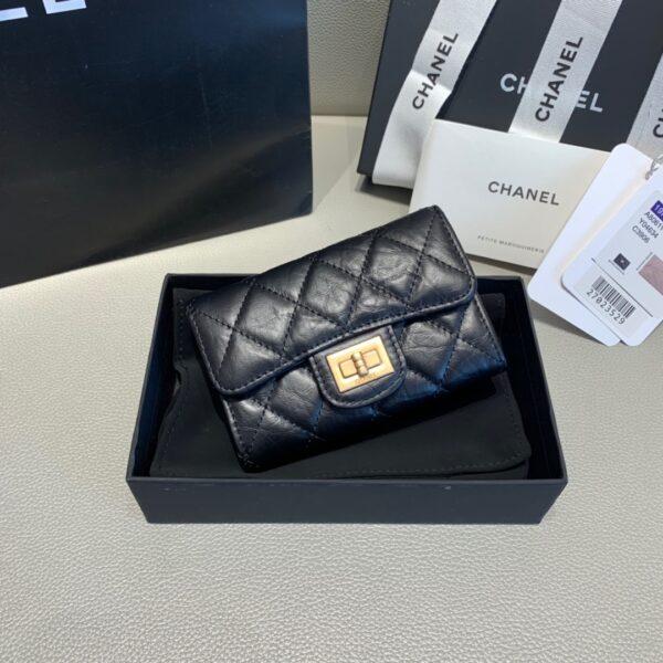 CHANEL 2.55 FLAP CARD HOLDER BLACK WALLET - Image 3