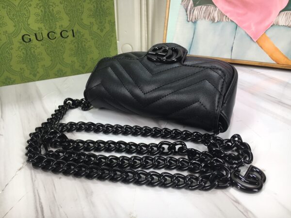 GUCCI WOMEN'S NATURAL GG MARMONT LEATHER BAG BLACK 16.5CM 699757 UM8KV 1000 - Image 3