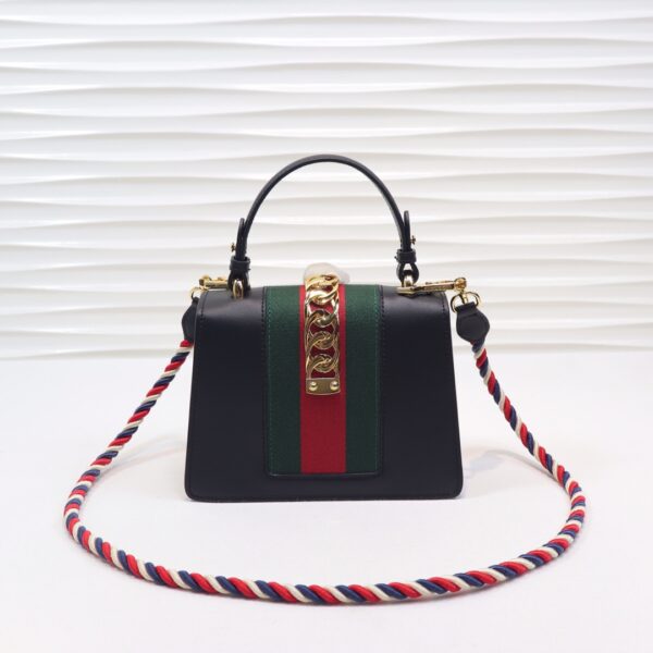GUCCI LADIES SYLVIE LEATHER MINI BAG IN BLACK 20CM 470270 D4ZAG 8015 - Image 8
